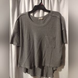 New In Gray Waffle Material Short sleeve Top